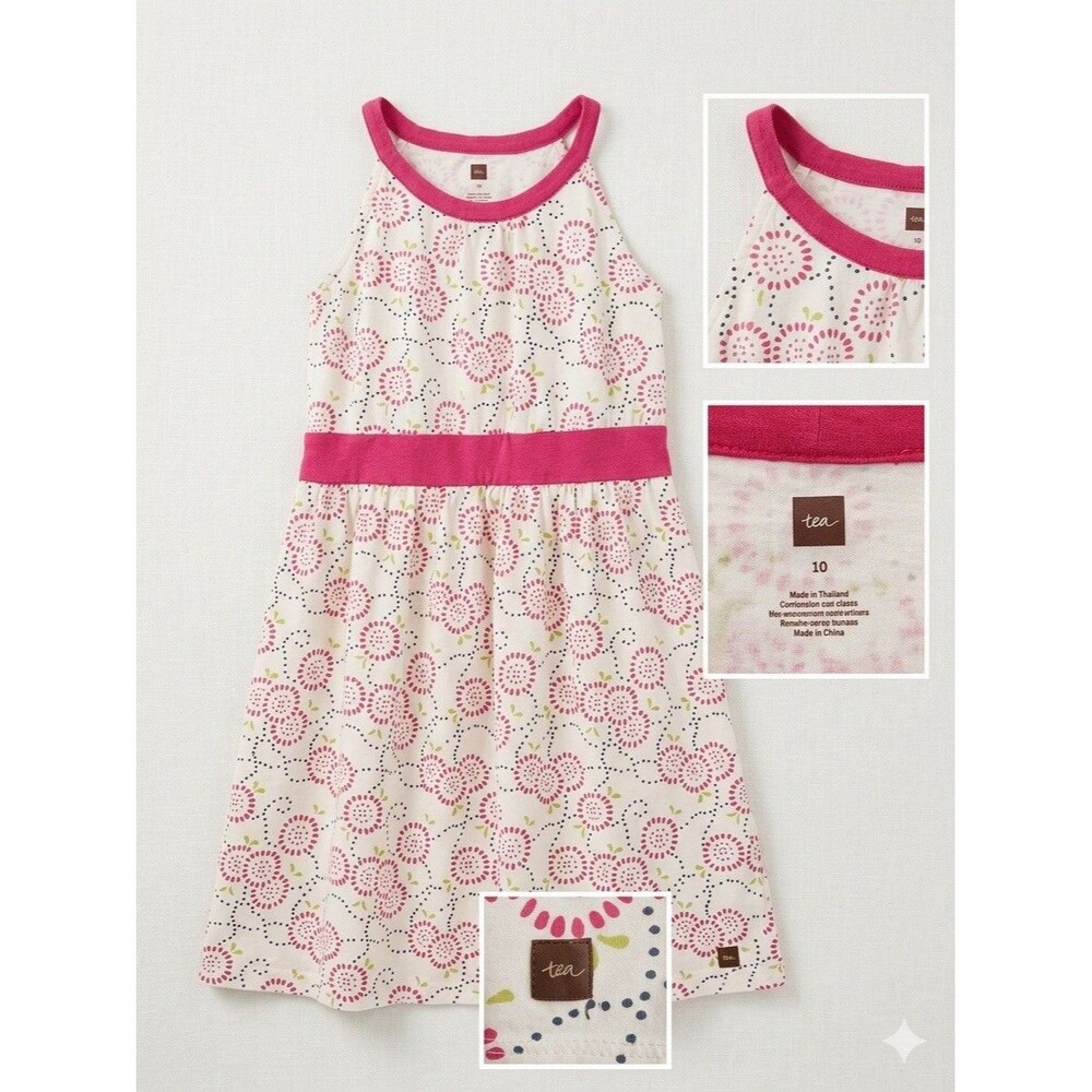 Tea Collection Kidcore Floral Dress 10 | Coquette Cottagecore Pink Halter Maxi - Picture 2 of 13